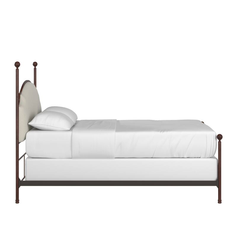 Andover Cream Curved Top Cherry Brown Metal Poster Bed by iNSPIRE Q Classic