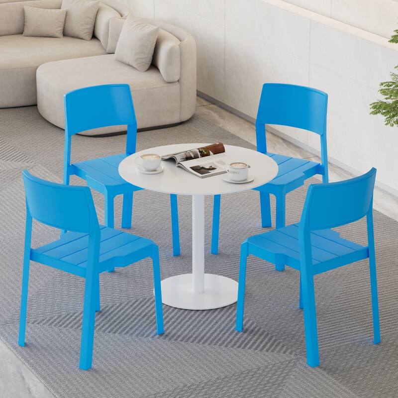 Javlergo 4-Pack Stackable Plastic Chairs for Dining and Patio Space Saving Indoor Outdoor Chairs with Ergonomic Back Support