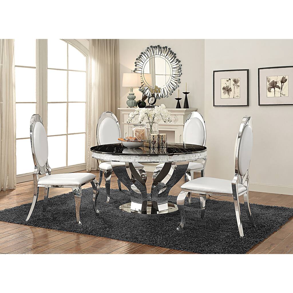 Anchorage Chrome 5-piece Round Dining Set