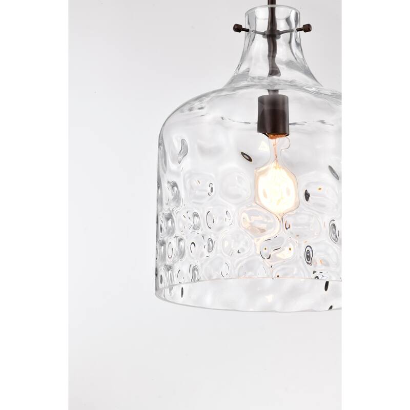 Daelan Oil Rubbed Bronze Clear Dimpled Glass Single Light Pendant Light - 12in