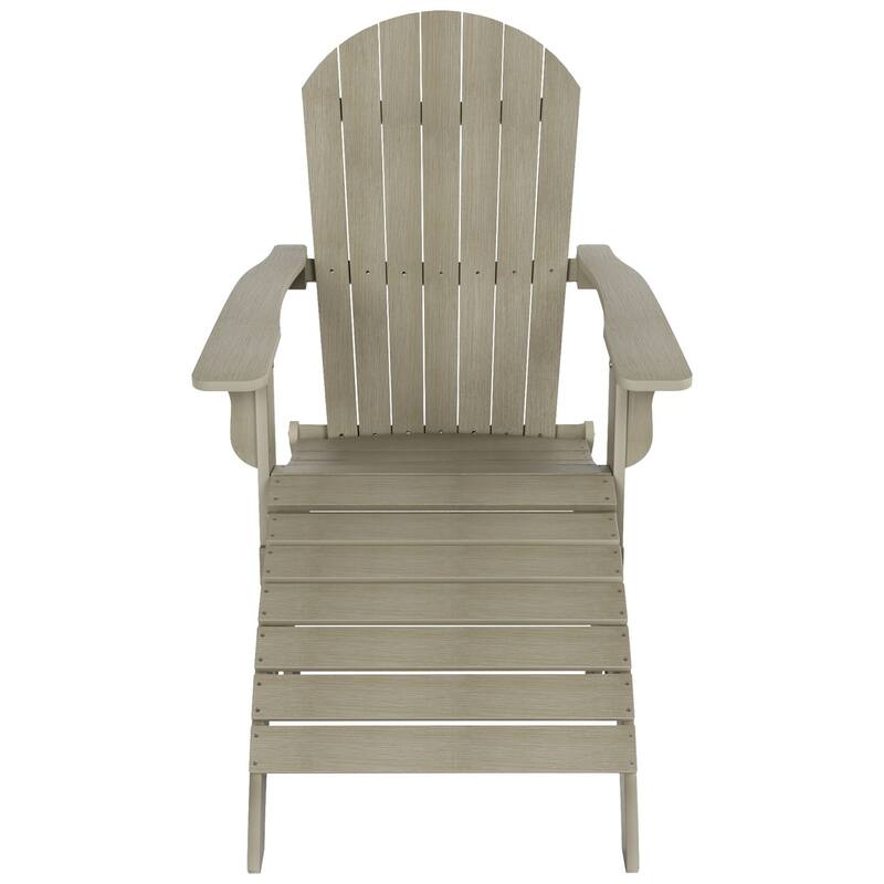 Vineyard HIPS Outdoor Folding Eco-Friendly All Weather Seashell Adirondack Chair with Ottoman (2-Piece Set)