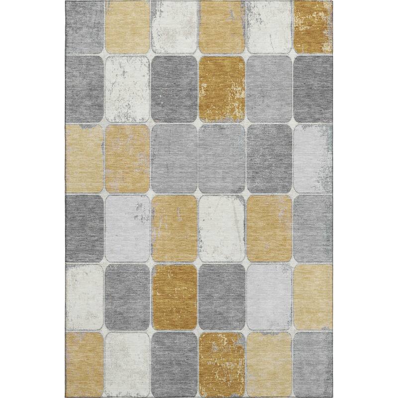 Premium Washable Super Soft Modern Blocks Mayfield Rug