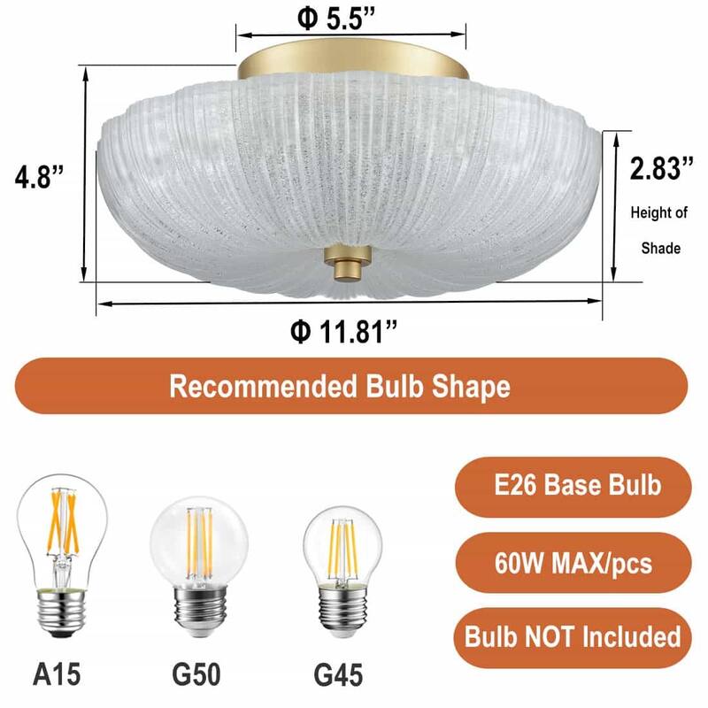 Arusa Modern Ceiling Light W/ 12 Inch Fine Sand Glass Shade, 3-Bulbs