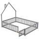 preview thumbnail 80 of 109, Twin/Full Montessori Toddler Floor Bed Frame, Modern House-Shaped Bed Frame with Fence and Full-Length Guardrails for Girls Boys