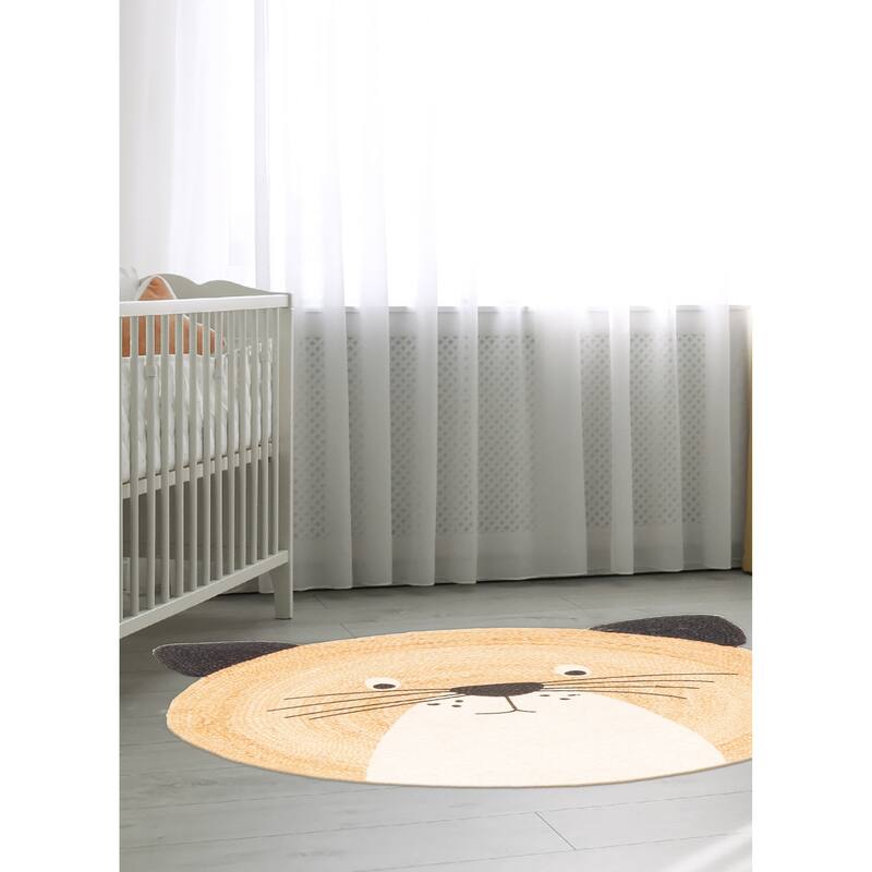 ECARPETGALLERY Braided Weave Palas Denizli Tan Jute Rug - 3'0 x 3'0