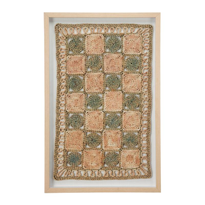 Large Rectangular Shadow Box w/ Checkerboard Rope Abstract Wall Art 22 x 34 - 22 x 2 x 34
