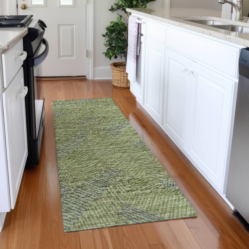 Premium Washable Super Soft Modern Floral Mayfield Rug - Green - 2' 3" x 7' 6" - Runner