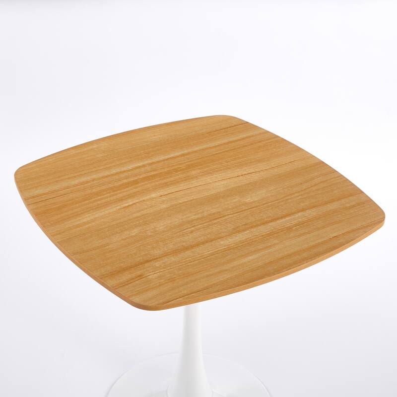 Pedestal Dining Table Round Top MDF and Metal Halloween Style Modern