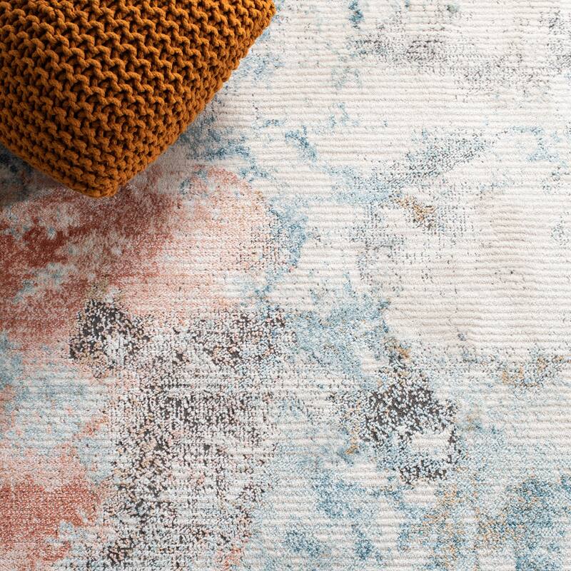 SAFAVIEH Shivan Lanie Modern & Contemporary Abstract Blue/Ivory Rug