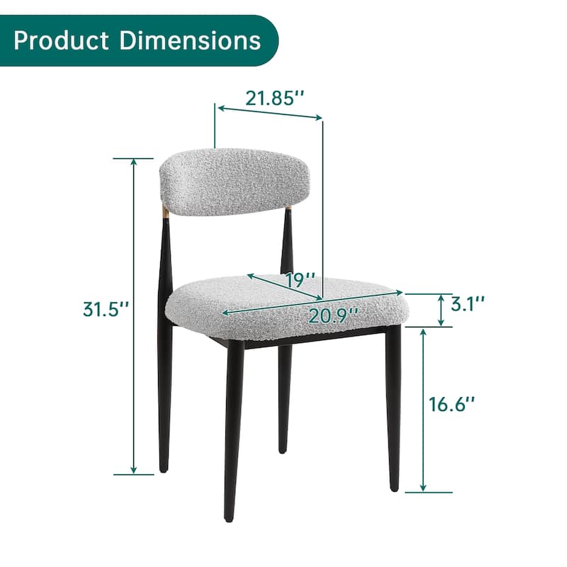 Morden Fort Modern Boucle Armless Dining Chairs (Set of 2)