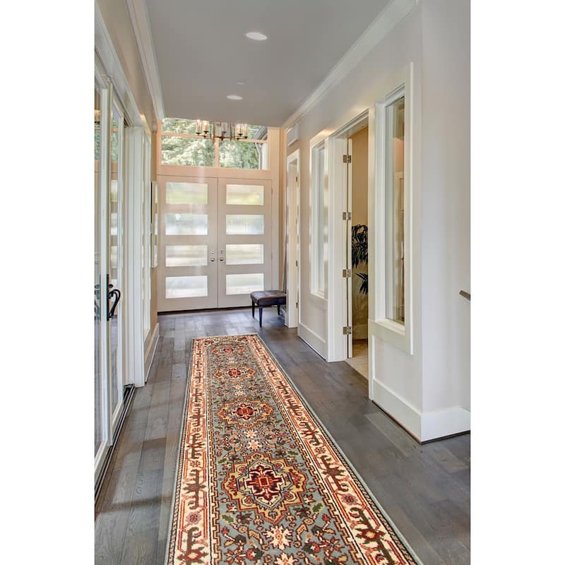 ECARPETGALLERY Hand-knotted Serapi Heritage Light Blue Wool Rug - 2'7 x 13'7