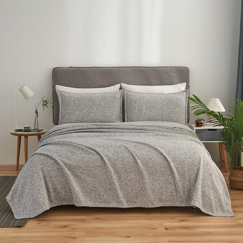 3 Piece Heather Jersey Blanket Knit Blanket