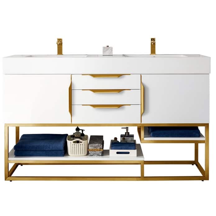 James Martin Vanities 983-V59D-RG-GW Columbia 59" Free Standing Double - Glossy White - Painted