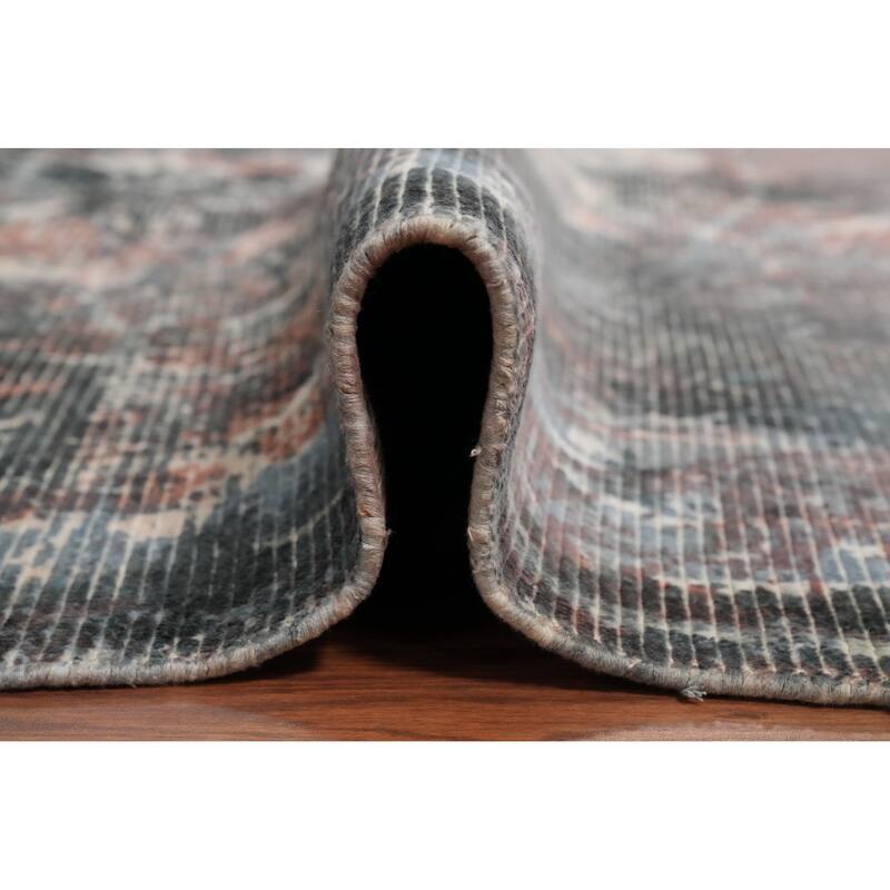Hand Knotted Oriental Viscose Silk Carpet Modern Abstract Oranges & Rust Abstract Area Rug - 7' 10'' X 5' 6''