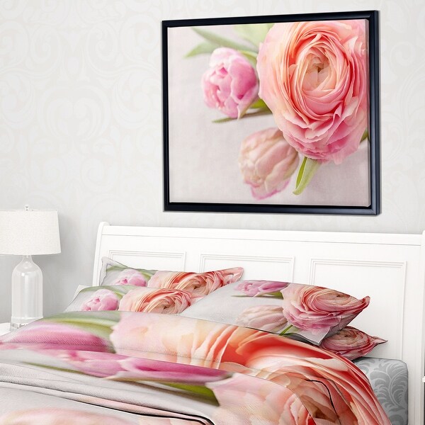 Designart 'Full Bloom and Blooming Flowers' Floral Framed Canvas Art ...
