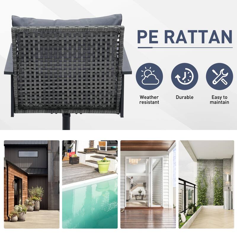 Ainfox 3 Pieces Patio Outdoor Furniture Set with Coffee Table, PE Wicker Swivel Rocking Chairs