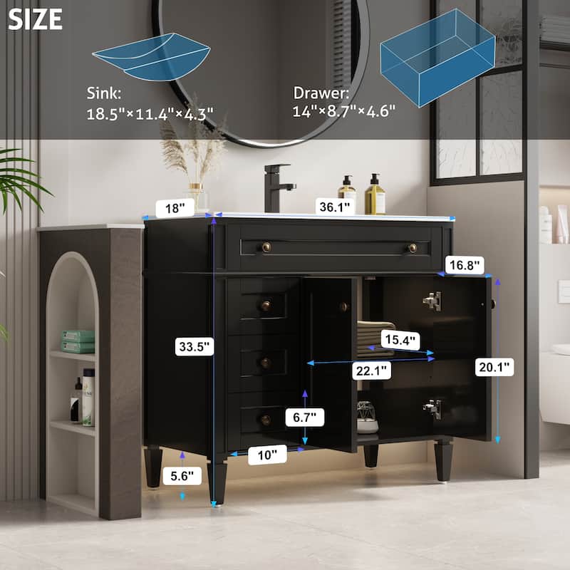 Retro Bathroom Vanity W/ Drop in Sink Combo Cabinet Set