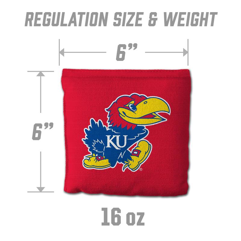 Kansas Jayhawks NCAA Dual Sided Pro Stop & Slide Cornhole Bags