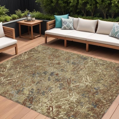 HomeRoots Geometric Transitional Rectangle Outdoor Rug