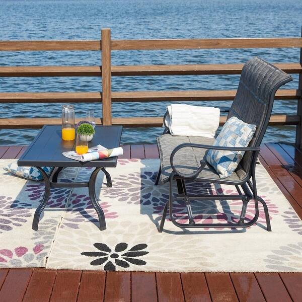 Shop Patio Festival Outdoor 2 Piece Gliding Loveseat Bench Coffee Table Set Overstock 27217538