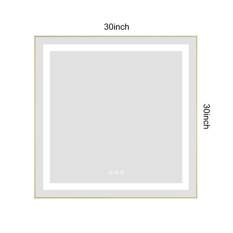 30" x 30" LED Bathroom Mirror with Front and Backlight, Wall Mounted Vanity Mirror with Aluminum Frame, Anti-Fog