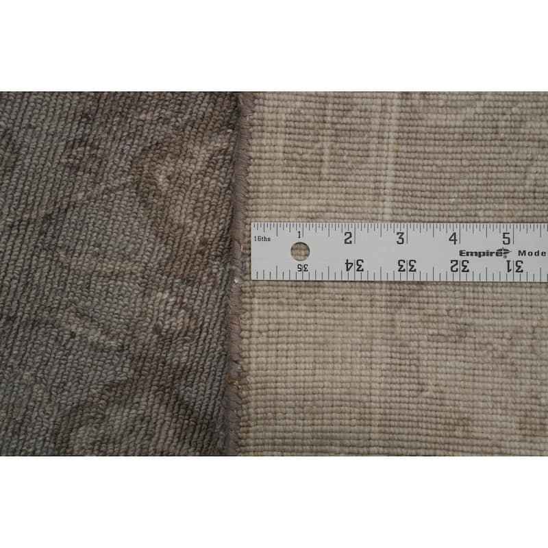 Hand-knotted Transitional Silk Carpet Grey Oushak Rug Floral Oriental Area Rug - 8' 0'' X 5' 7''