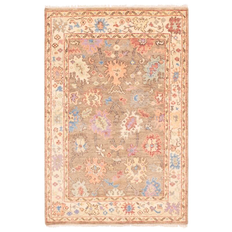 ECARPETGALLERY Hand-knotted Modern Oushak Brown Wool Rug - 3'11 x 6'0