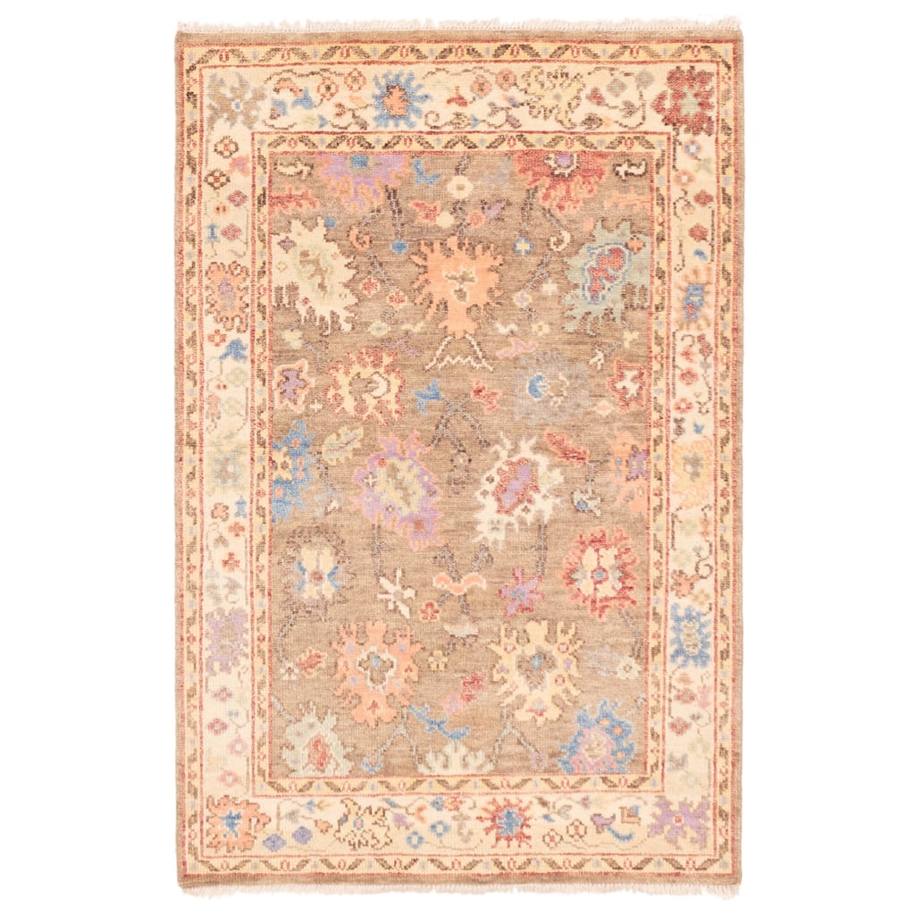 ECARPETGALLERY Hand-knotted Modern Oushak Brown Wool Rug - 3'11 x 6'0