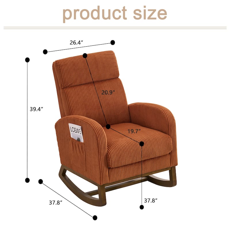 Comfortable fabric lounge rocker, corner reading rocker for living room