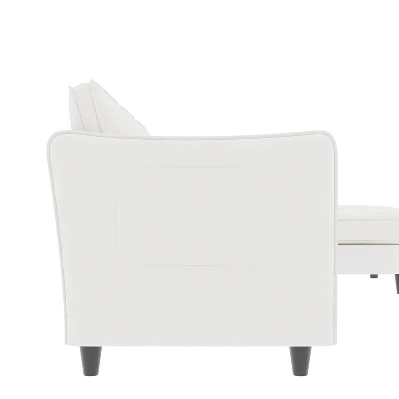 Convertible Sectional Sofa with Movable Ottoman, L-Shaped Sofa with Side Pockets, Corner 3 Seater Sofa for Living Room, Office