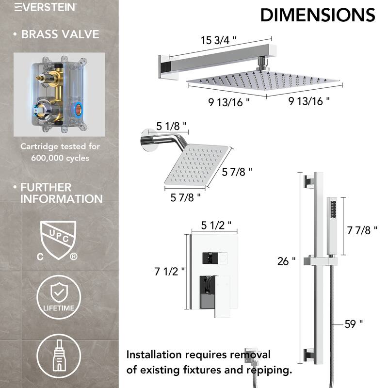 Dual Shower Head System with 10" High Pressure Handheld Spray And Slide Bar