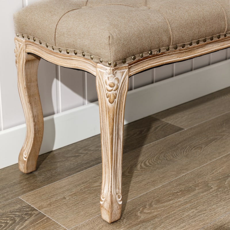Retro Patterned Legs 45.2In.W Padded Bench - 45.2" W X 14.6" D X 18.3" H