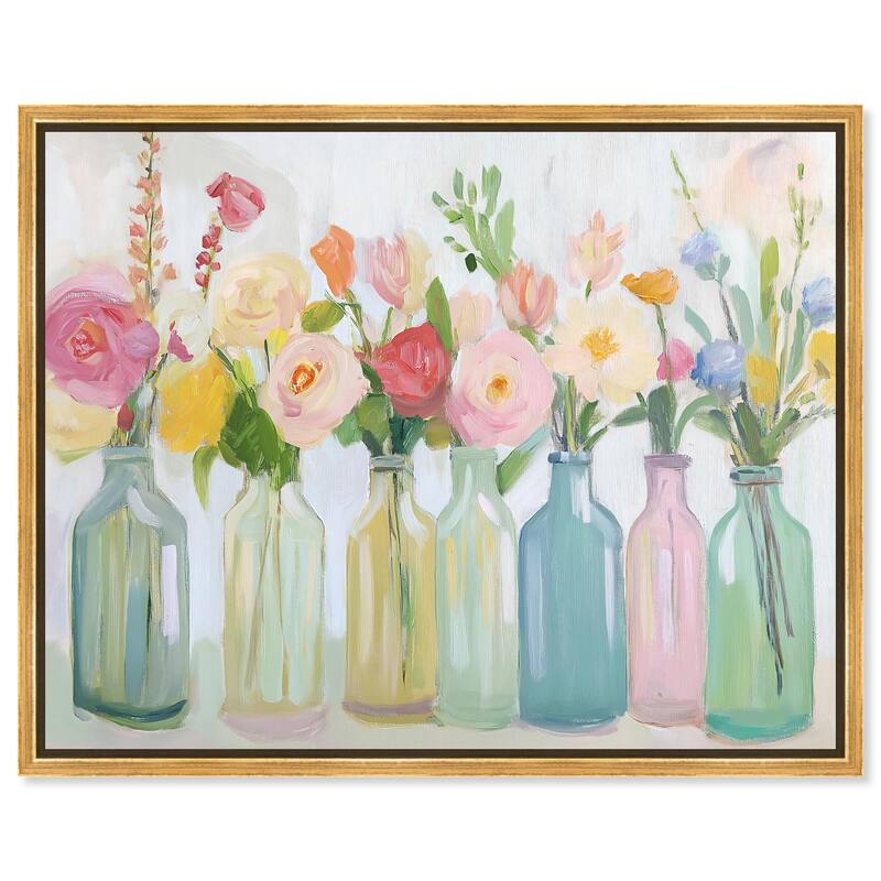 Bottled Blooms Canvas by Art Remedy - Gold - 30" x 24"