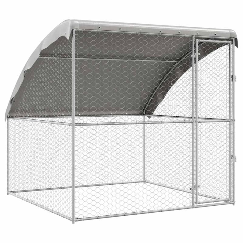 vidaXL Dog Kennel 2 pcs Silver Steel