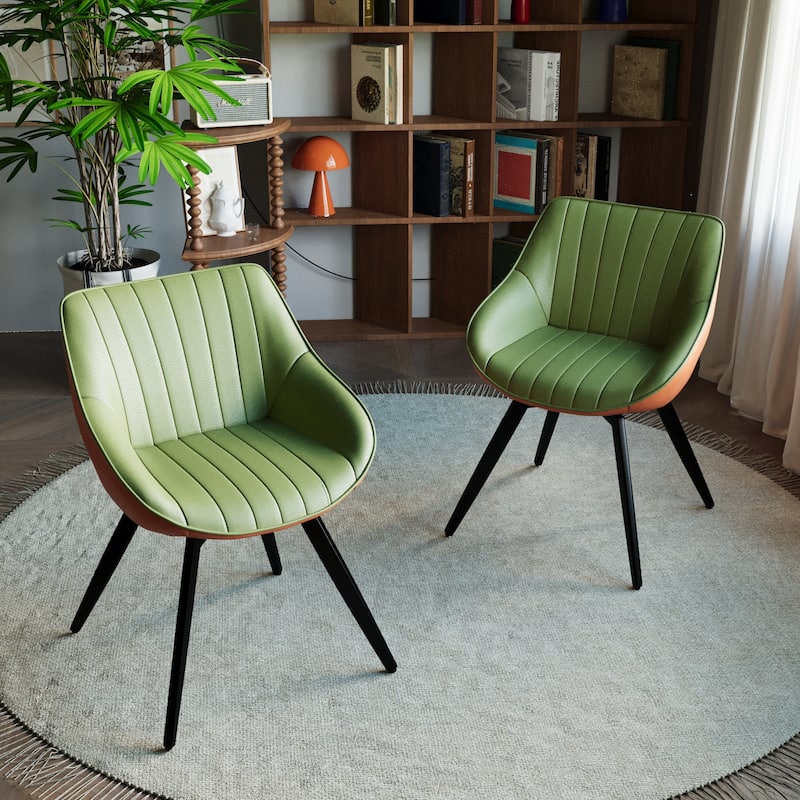Set Of 2 Dining Chairs With Metal Legs - Green