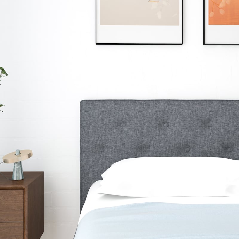 Alina Mid-Century Linen Upholstered Queen/King Platform Bed
