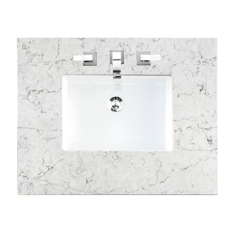 James Martin Addison 45" Single Sink Bathroom Vanity Set, Mid-Century Acacia with 3 cm Eternal Jasmine Pearl Quartz Top