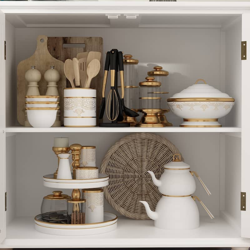 Storage Accent Cabinet Accent Buffet Cabinet Mirror Doors Organizers - 63"Wx31.5"H