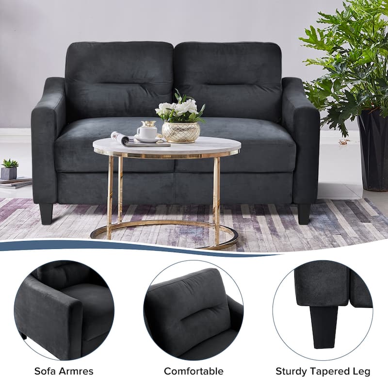2 Seat Sectional Sofa with U-Shaped Spring Links and Solid Wood Frame Velvet Loveseat Couch for Living Room Bedroom Office