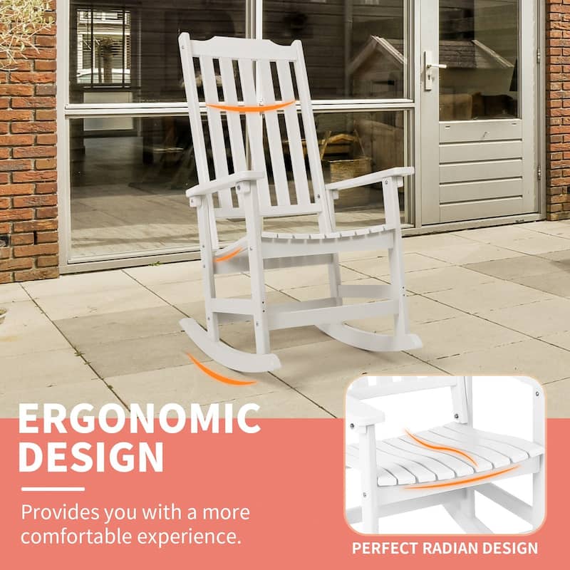 Vrakae Patio All Weather Resistant High Back Rocking Chair