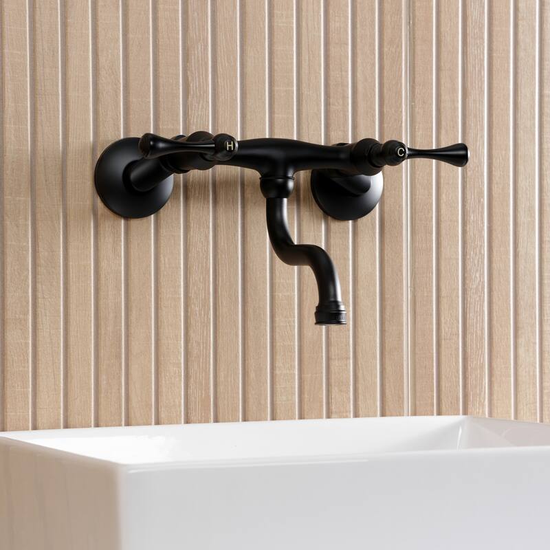 Kingston Brass Kingston Two-Handle 2-Hole Wall Mount Bathroom Faucet