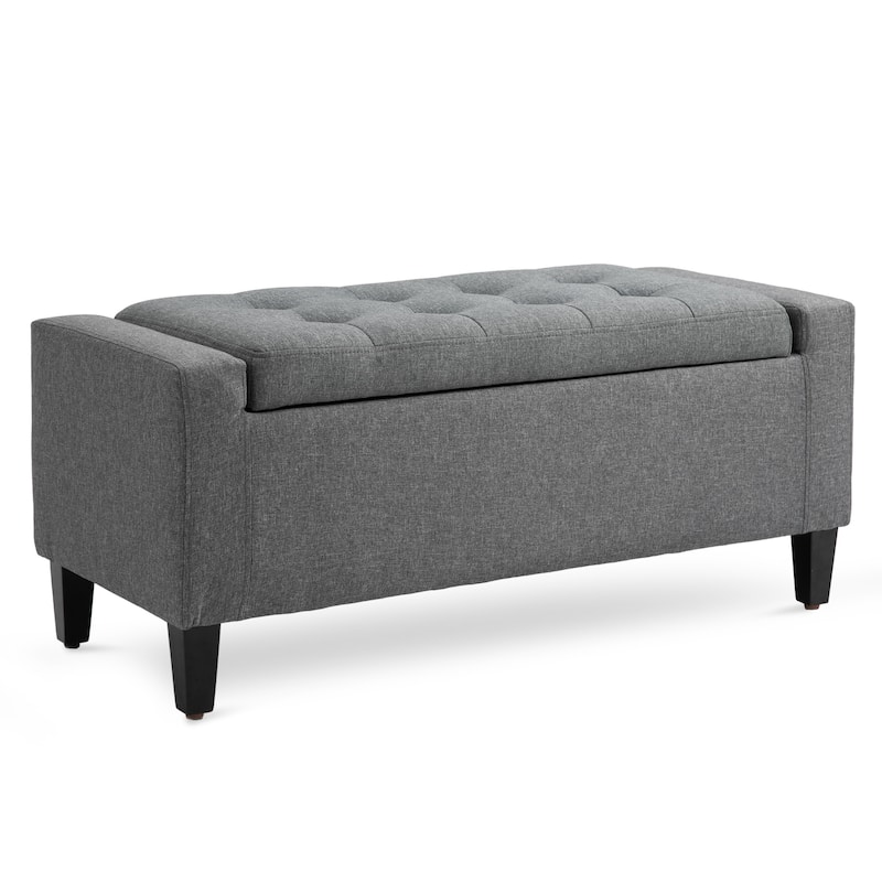 HOMCOM Ottoman Bench Tufted Storage Chest with Flipping Top, 36.25"W x 15.75"D x 15.75"H