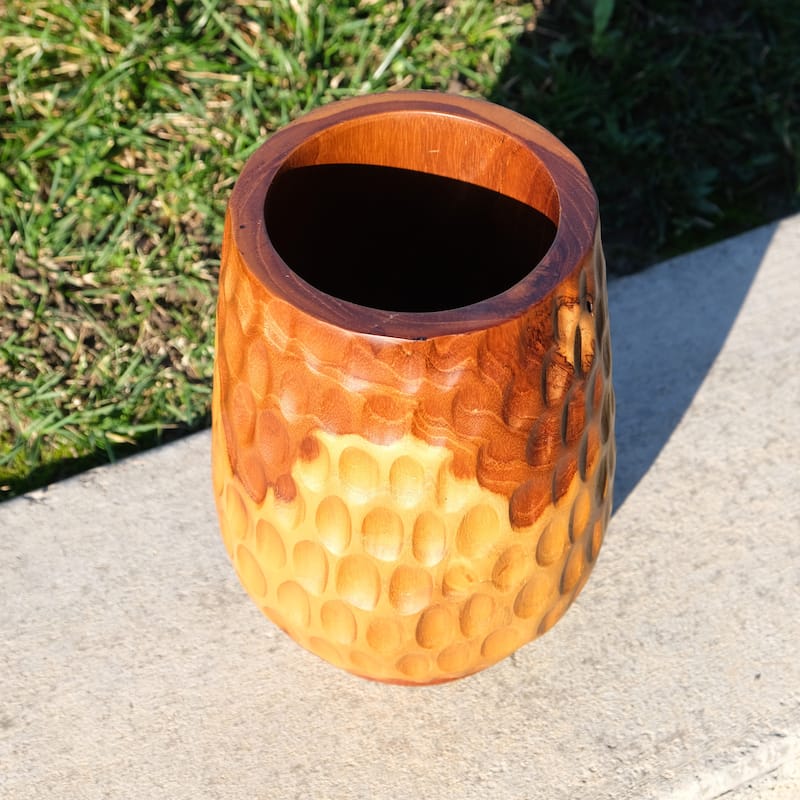 Greenage Natural Cowak Teak Vase Handcrafted Durable Vase
