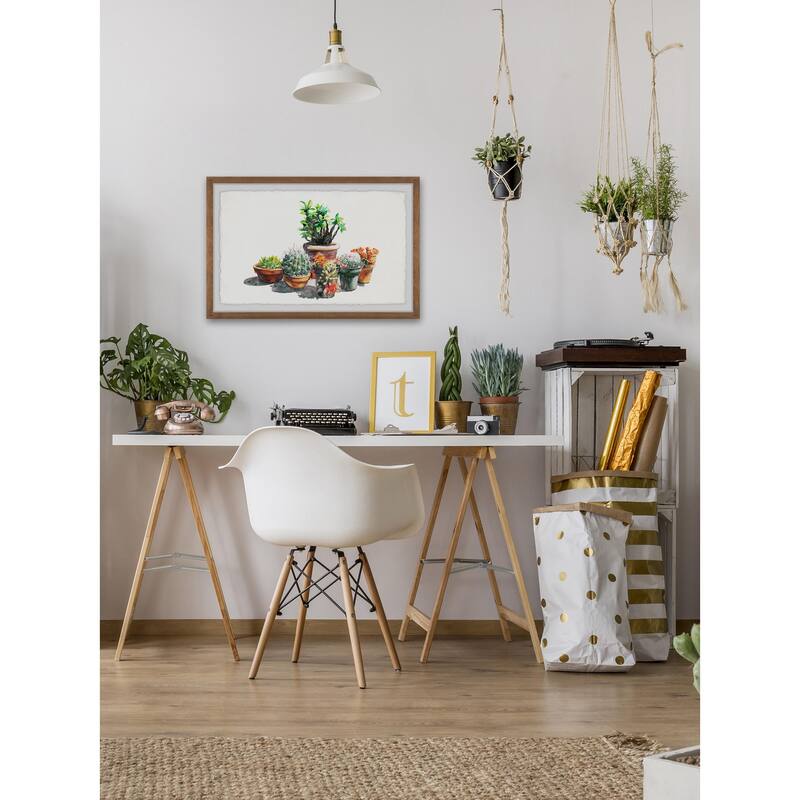 Potted Plant Arrangement Framed Wall Art, Nature-Inspired Accent - Refreshing Botanical Touch for Your Walls