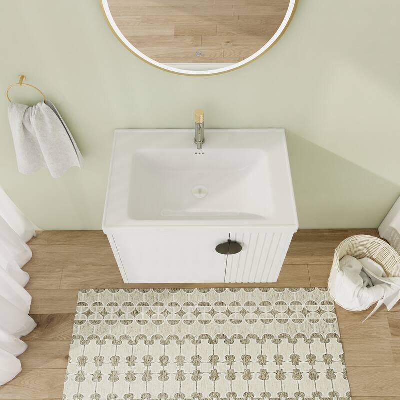 28" Floating Bathroom Vanity with Sink,Wall Mounted Bathroom Vanity with Soft Close Door
