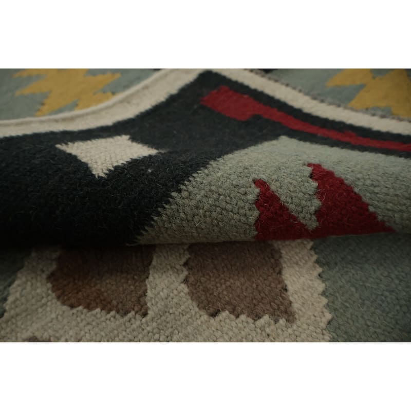Hand Woven Oriental 100% Wool Carpet Southwestern Tribal Multi-Colored Kilim Area Rug - 8' 1'' X 5' 1''