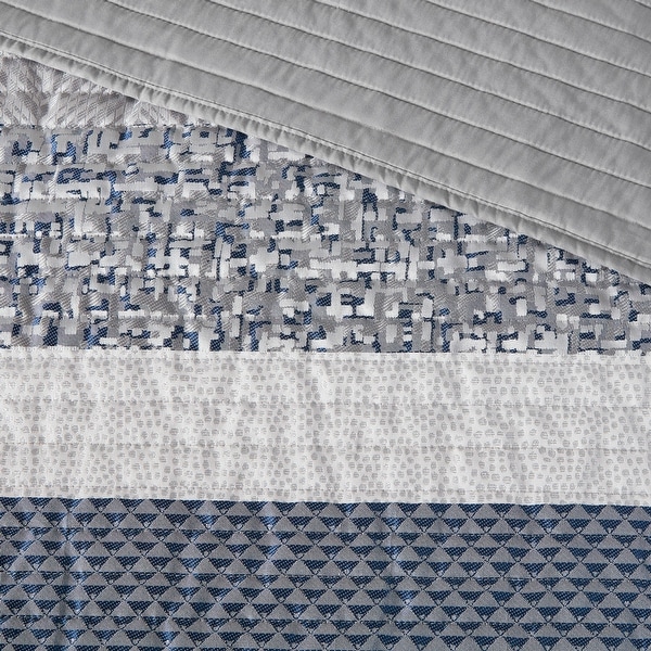 Madison Park Melody 6 Piece Reversible Jacquard Quilt Set with