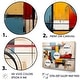 preview thumbnail 3 of 5, Designart "Geometric Colorful Atmosphere" Abstract Geometric Framed Art Set of 3 - Modern Red Wall Art Set 3 Pieces