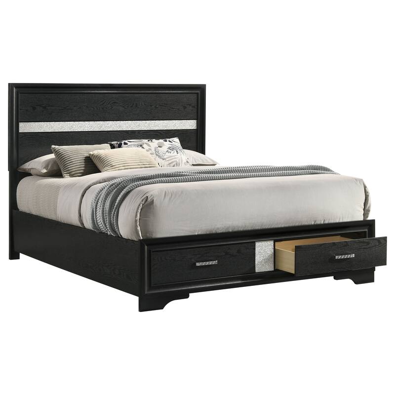 Queen Size Solid Wood Storage Bed with Integrated Drawers and Slatted Platform