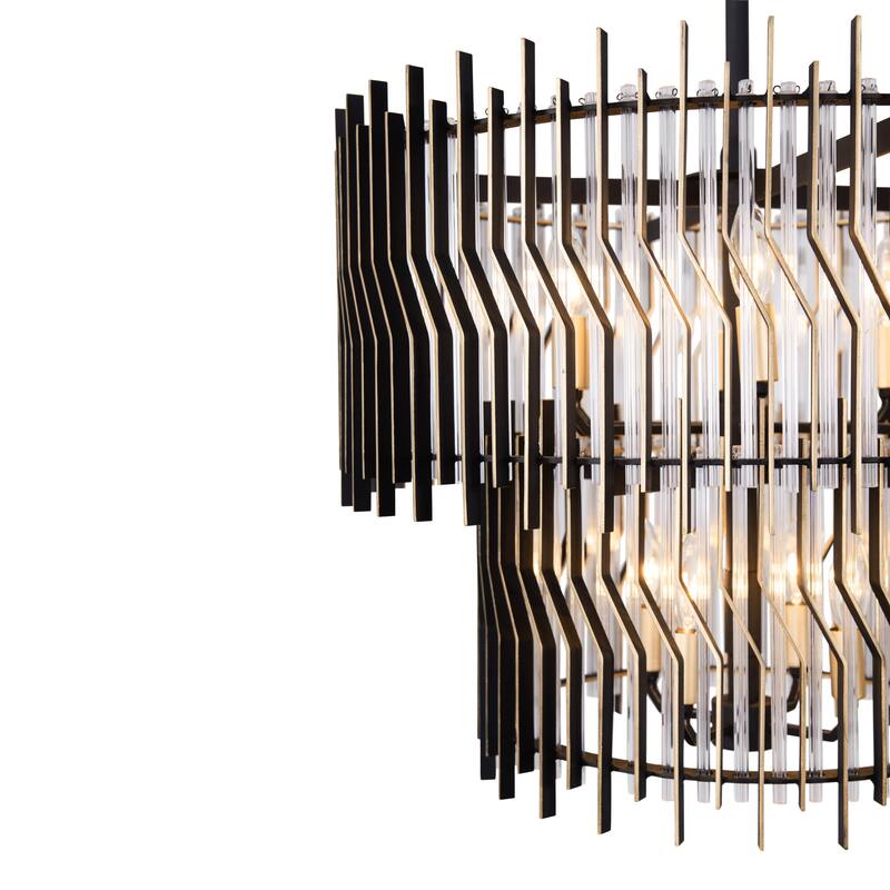 Varaluz Park Row 2-Tier Chandelier - Matte Black/French Gold